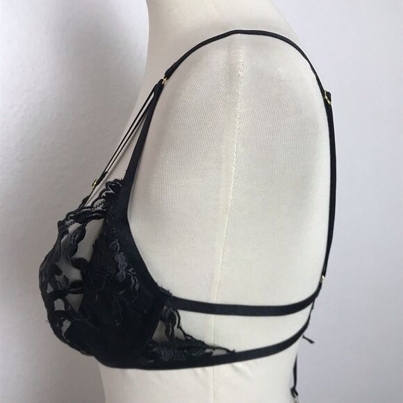 Hustler Lingerie Push Up Bra Floral Embroidered Underwire - Picture 5 of 8